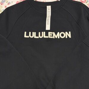 lululemon athletica Black Crewneck Sweatshirt with White spell out